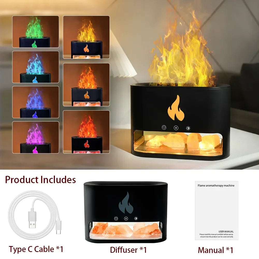 Humidificador Chimenea Sal de Cristal 7 Colores