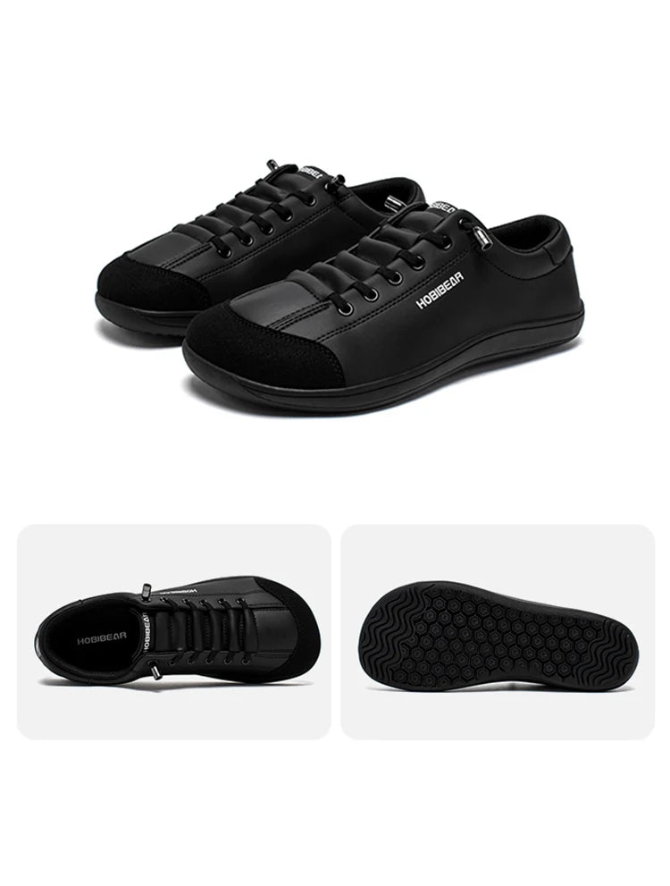 HOBIBEAR zapatos descalzos Unisex punta ancha zapatillas de deporte de cuero Artificial Zero Drop Slip On zapatos cómodos ligeros al aire libre
