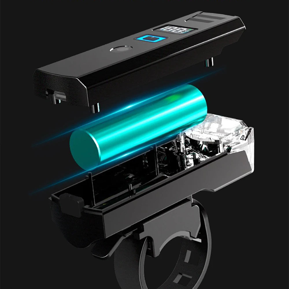 Luz Delantera para Bicicleta MTB Recargable USB-C con 5 Modos de Iluminación
