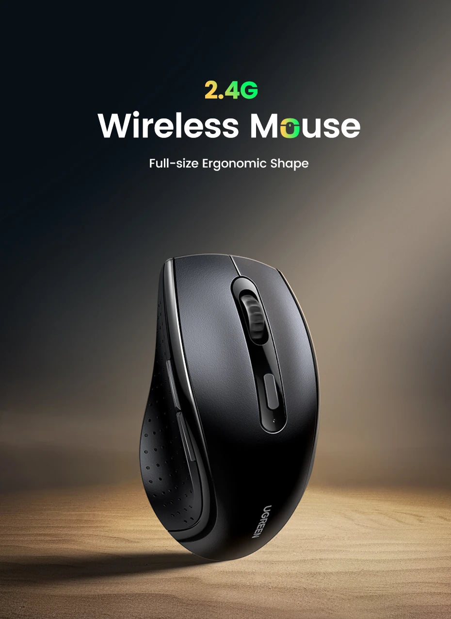 Mouse inalámbrico UGREEN silencioso 1600DPI con receptor USB 2.4GHz