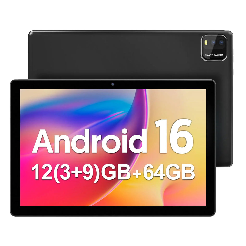 Tablet Android 16 de 10 pulgadas, 12GB RAM, 64GB ROM y batería de 6000mAh