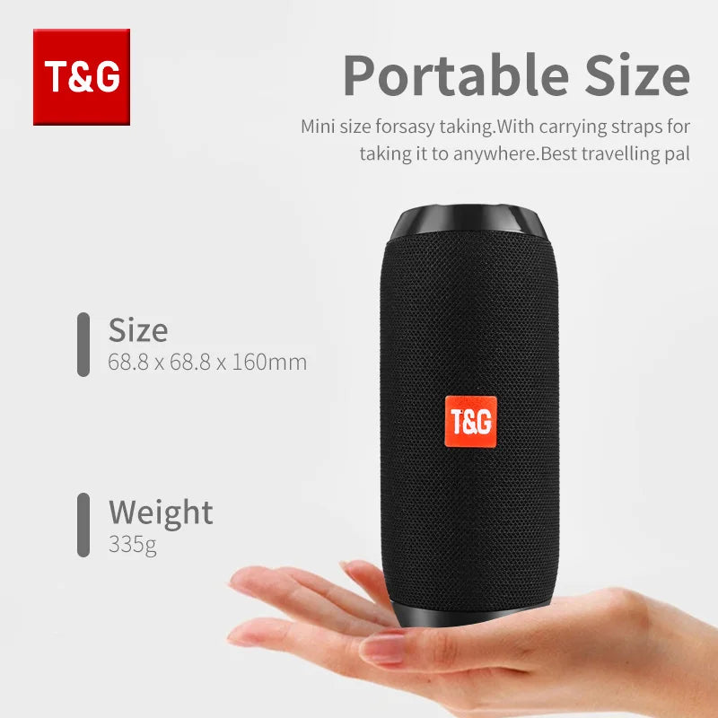Altavoz Bluetooth T & G TG117, caja de sonido portátil TWS, altavoz resistente al agua, altavoces envolventes estéreo para exteriores, compatible con Radio FM TF