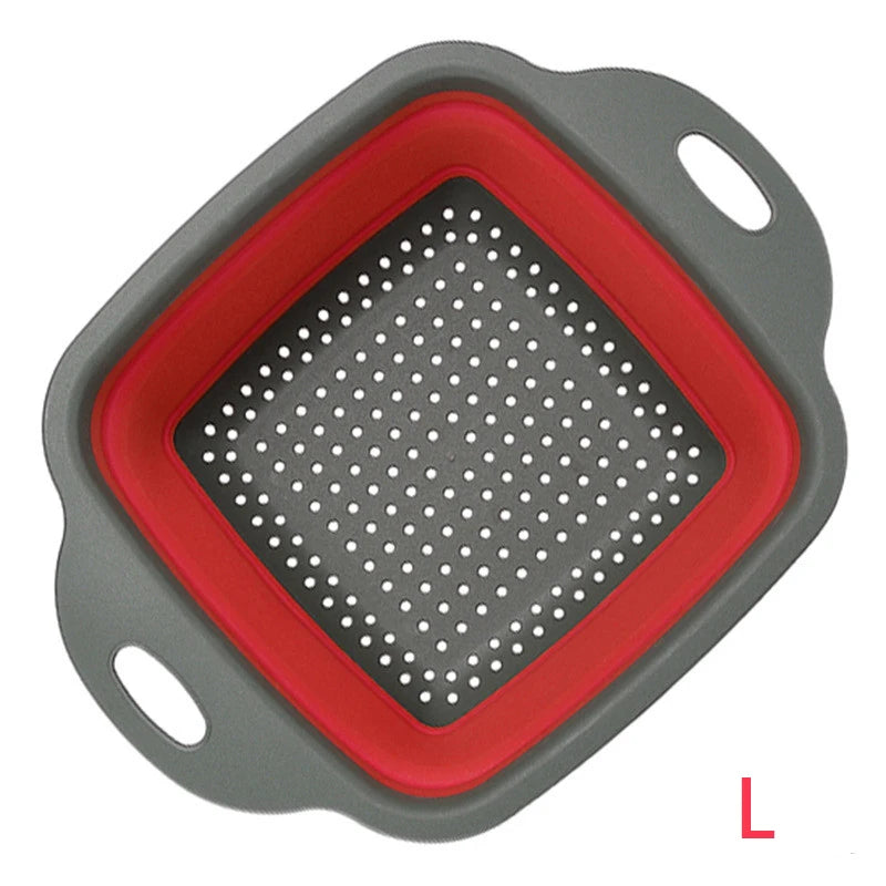 Colador plegable cuadrado de silicona para cocina