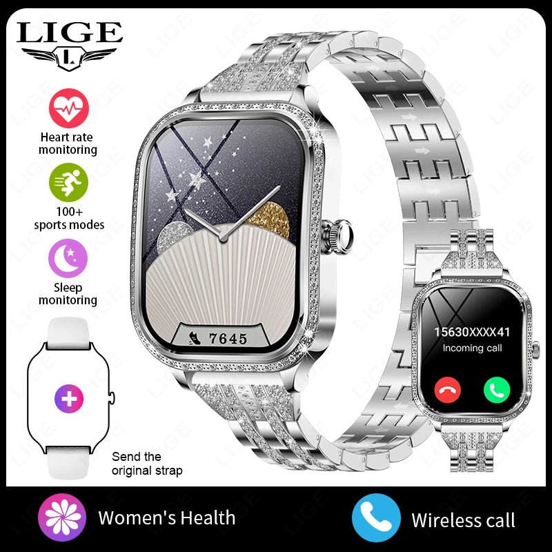 Smartwatch para mujer con pantalla curva HD 1.75 pulgadas y llamadas Bluetooth