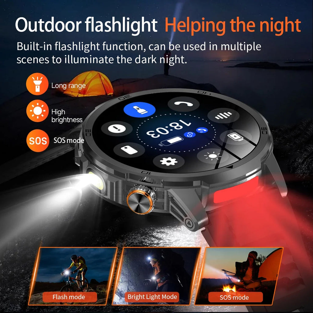 2026 militar t-rex 3 reloj inteligente reloj de Fitness hombres 466*466 pantalla AMOLED 1000mAh batería linterna llamada impermeable Smartwatchs