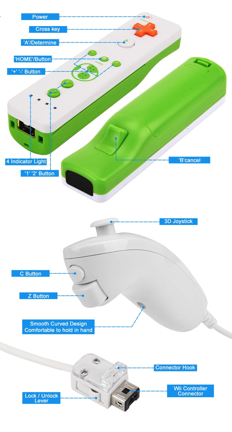 Pack 2 Controles Motion Plus con Nunchuck para Nintendo Wii