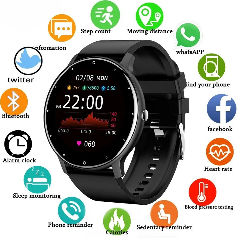 Reloj inteligente LIGE para hombres y mujeres con pantalla completamente táctil, llamadas por Bluetooth, reloj inteligente resistente al agua, relojes deportivos con seguimiento de actividad física para Android iOS
