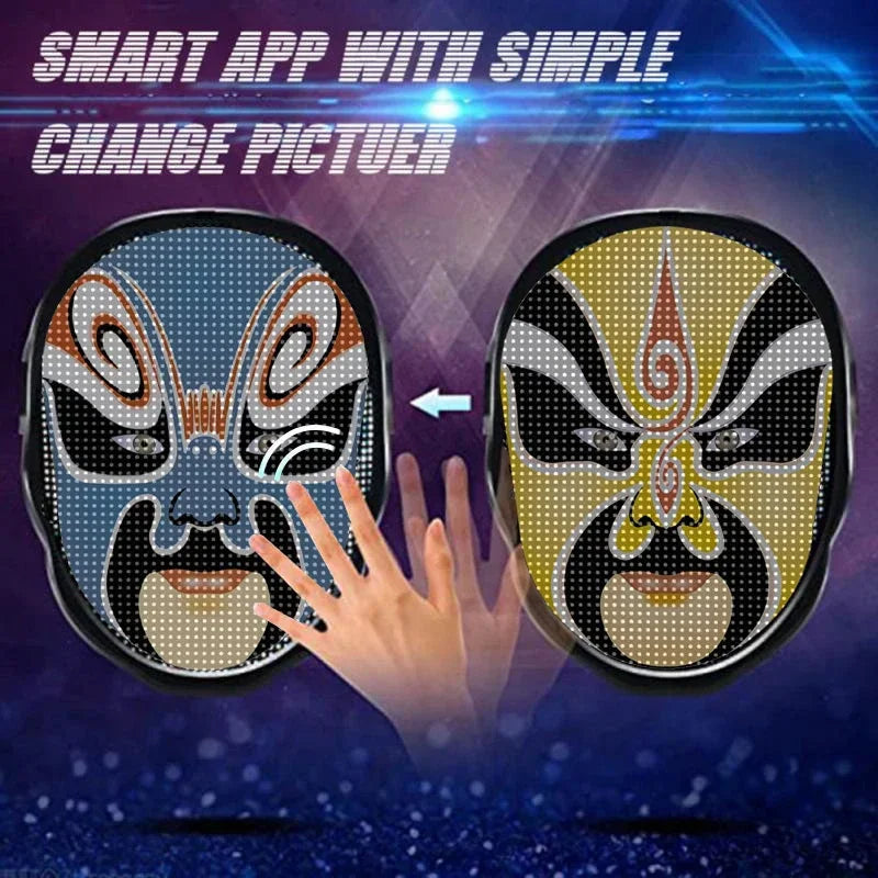 Máscara LED con Bluetooth, controlada por aplicación, cambia la imagen de tu rostro, fotos personalizadas para cosplay, accesorio para disfraz de Halloween.