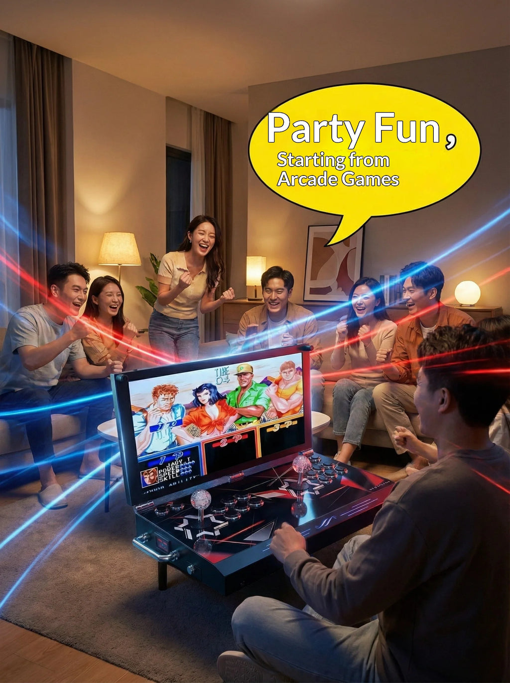 Consola de juegos para el hogar con pantalla grande de 21 pulgadas, juegos integrados de lucha para dos jugadores, sin retraso, consola de juegos Arcade Street Fighter, novedad de 2026