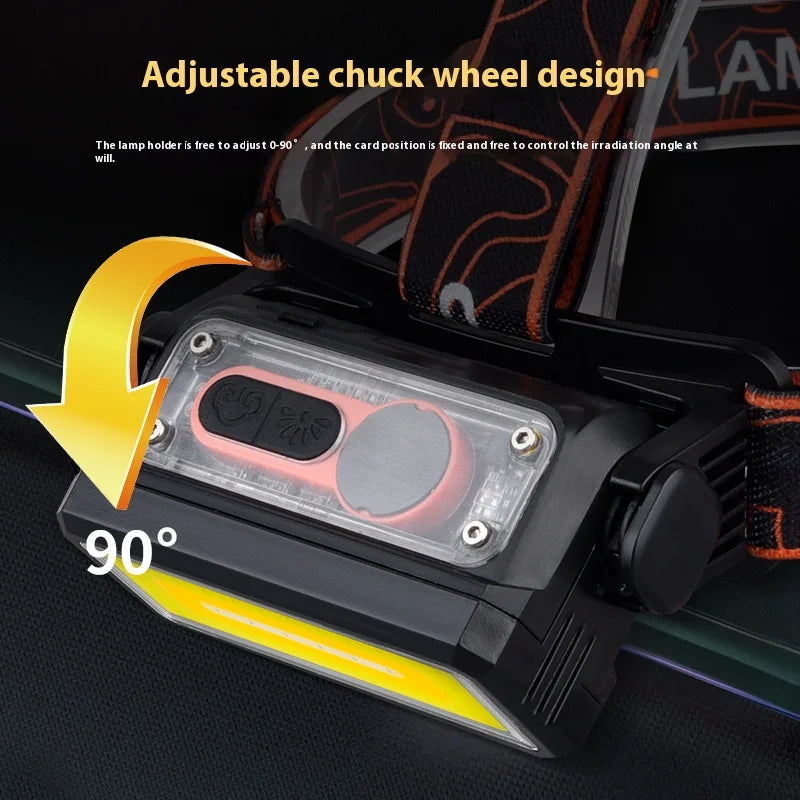 Linterna Frontal LED COB Recargable USB-C con Sensor para Camping