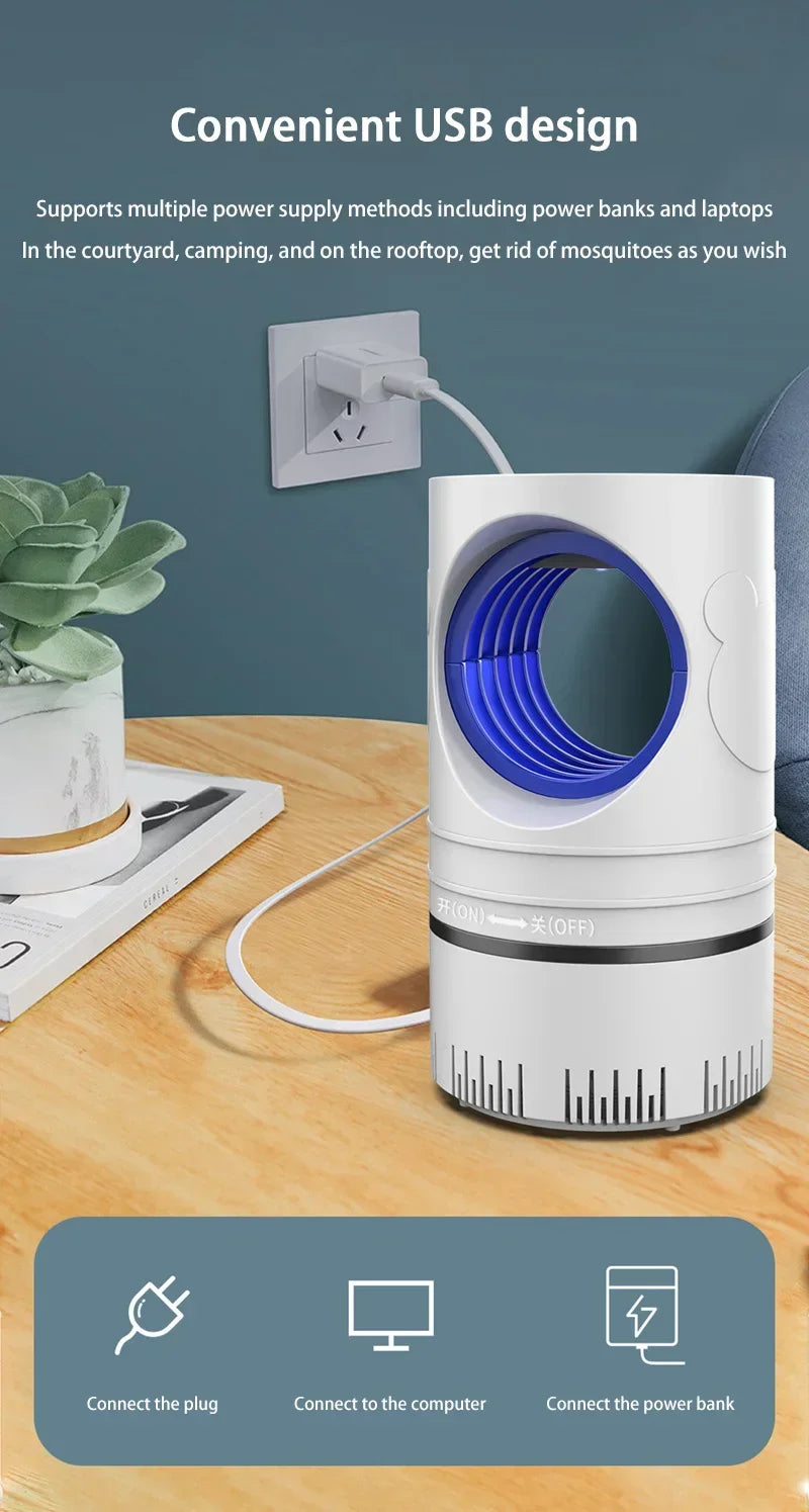 Nueva Lámpara Eléctrica para Matar Mosquitos e Insectos, Lámpara LED con Trampa de Luz, Lámpara para Control de Plagas, Lámpara para Matar Moscas e Insectos con Adaptador de Corriente USB