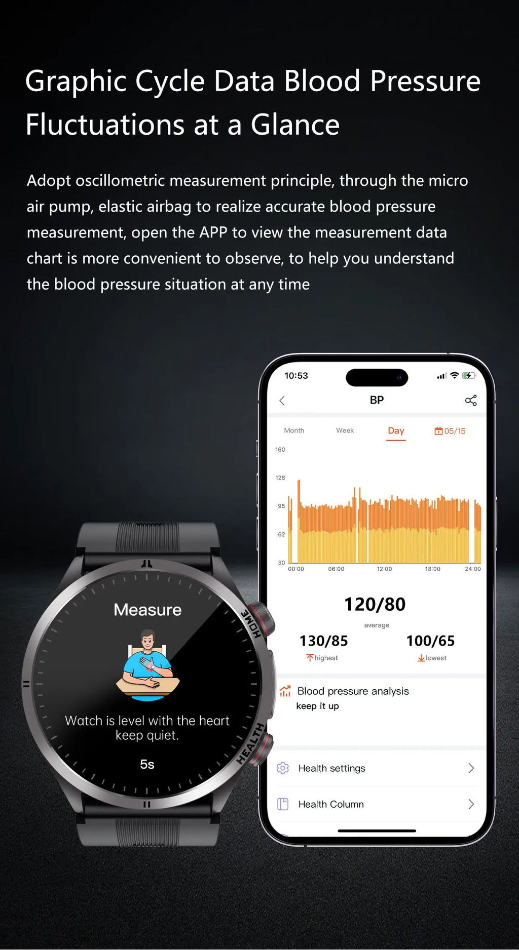 Reloj Inteligente con Airbag para Presión Arterial Precisa, ECG y NFC