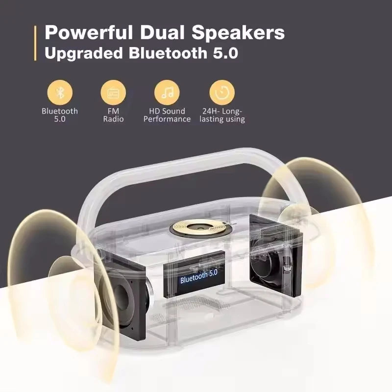 Altavoz Bluetooth portátil con carga inalámbrica, Radio FM, despertador, caja De sonido, música, cargador, lámpara, luz nocturna, Bocina