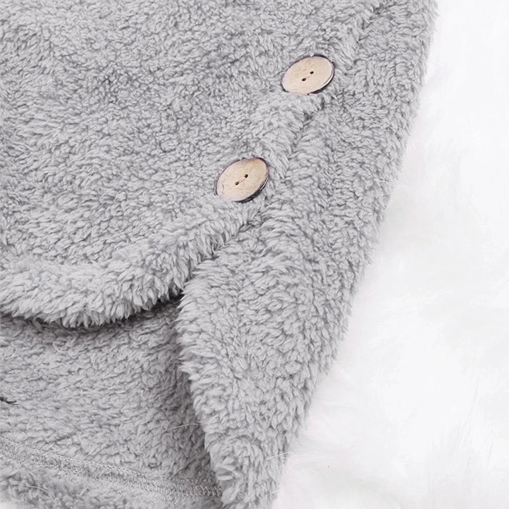 Otoño Invierno mujer abrigo cálido oso de peluche abrigo chaqueta de lana mujer abrigo de felpa chaqueta con capucha abrigos de mujer chaqueta de Color sólido