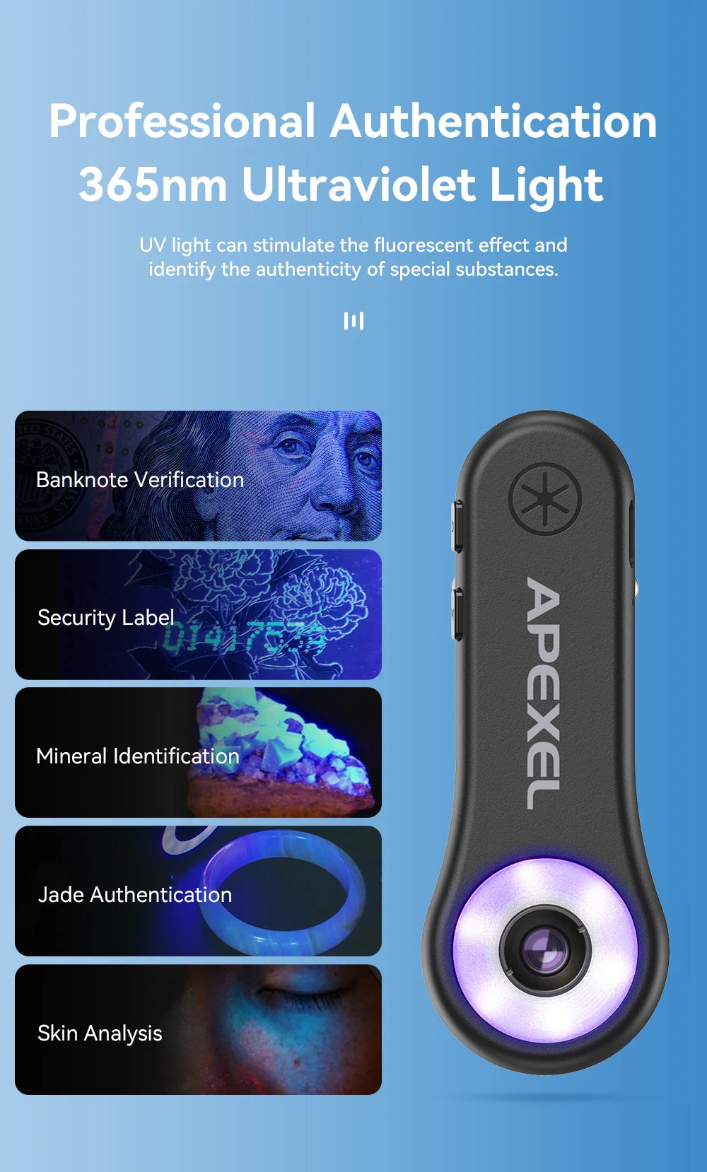 Lente Microscopio 200X APEXEL con Luz LED para Smartphones