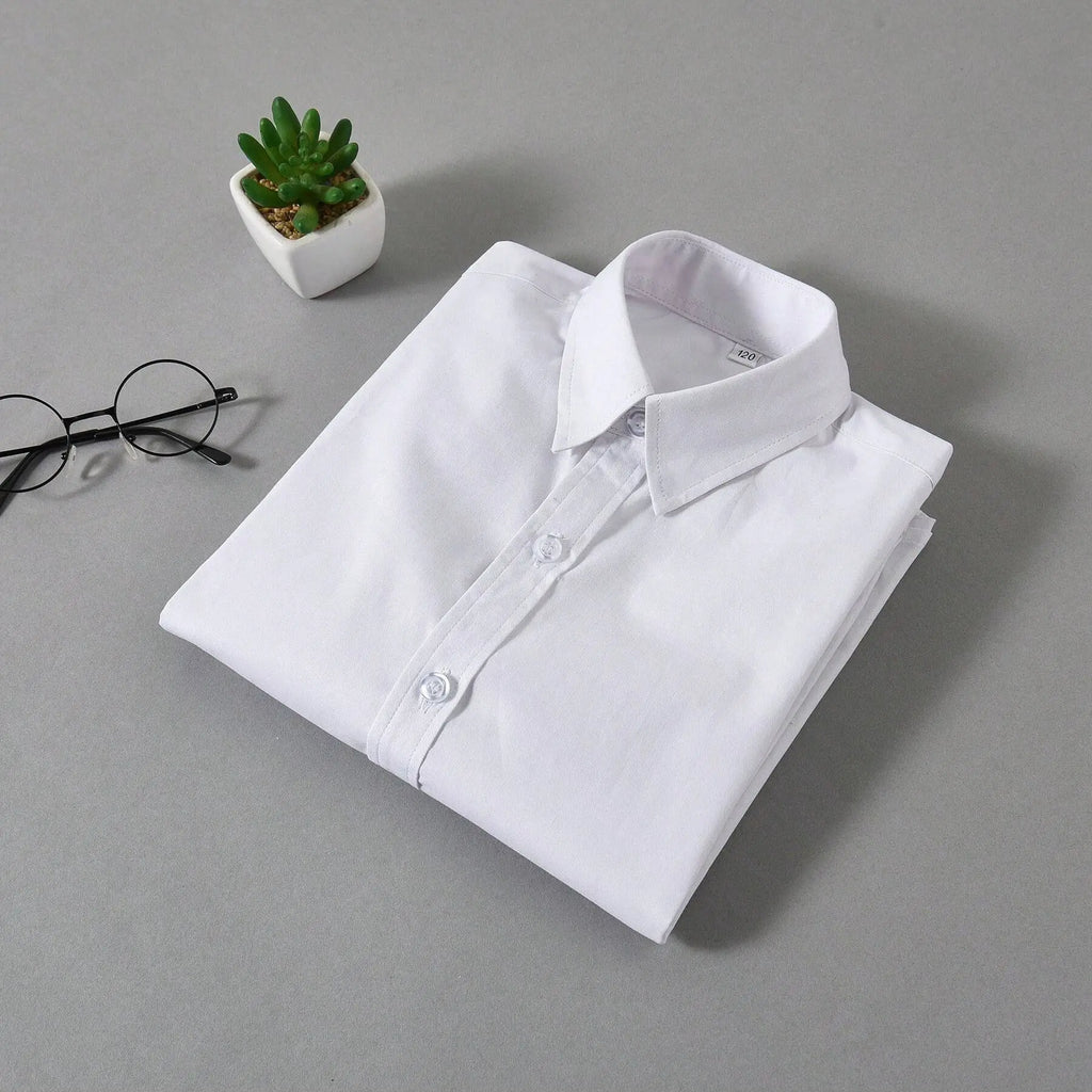 Camisas blancas de manga larga para niños, uniformes escolares
