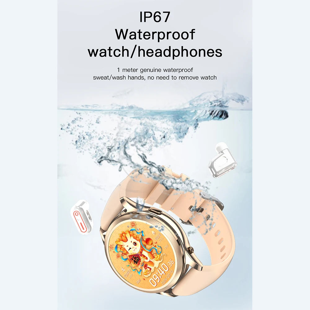 Nuevo Reloj Inteligente 2 en 1 con Auriculares Bluetooth TWS de 1.27 Pulgadas para Mujer, con Monitoreo de Salud, Llamadas BT, Resistente al Agua IP67, 2026