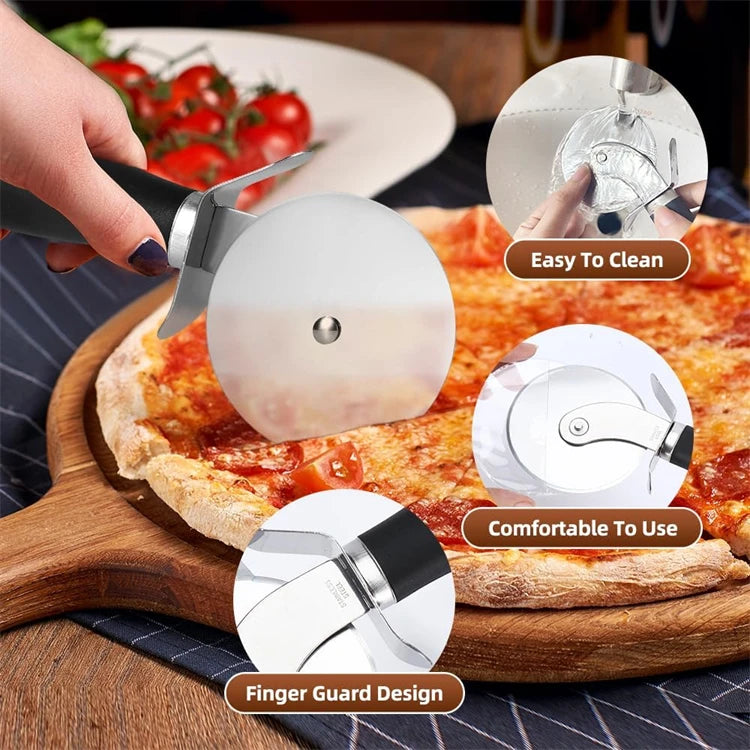 Cortador de Pizza Premium, rueda cortadora de Pizza de acero inoxidable, rebanador de Pizza súper afilado con mango antideslizante, utensilios de cocina JT542