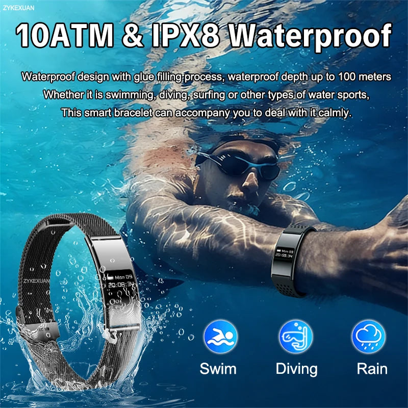 Pulsera Inteligente Deportiva Resistente al Agua IPX8 con Monitor de Salud