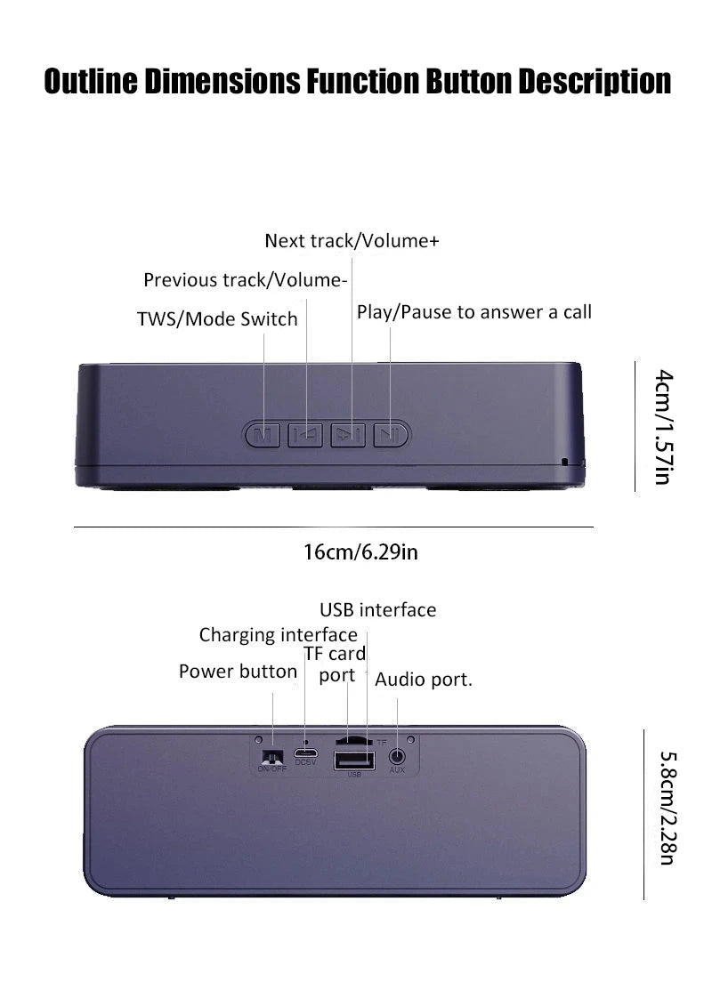 Mini Altavoz Bluetooth Portátil S18 con Radio FM y Tarjeta TF