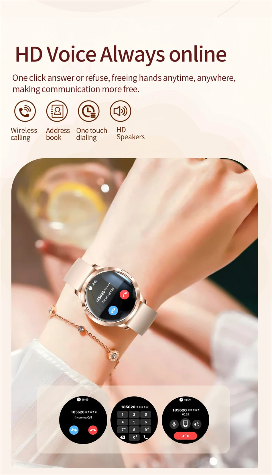 Reloj Inteligente LIGE AMOLED Curva 3D para Mujer