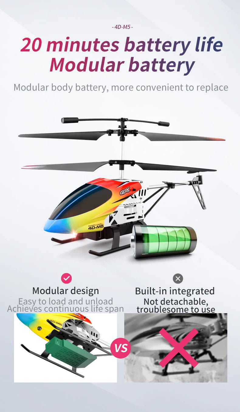 Helicóptero RC con Giroscopio y Luces LED, 3.5 Canales, Mantenimiento de Altitud