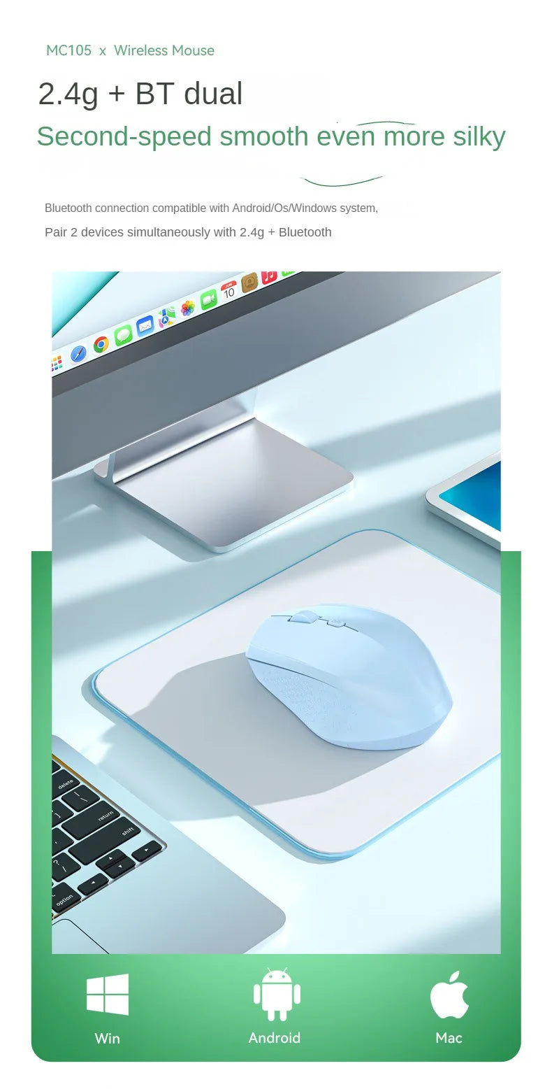 Ratón ergonómico inalámbrico Bluetooth 5,2, ratón recargable de 1600DPI para MacBook, tableta, ordenador, portátil, 2,4 GHz, USB, accesorios para PC