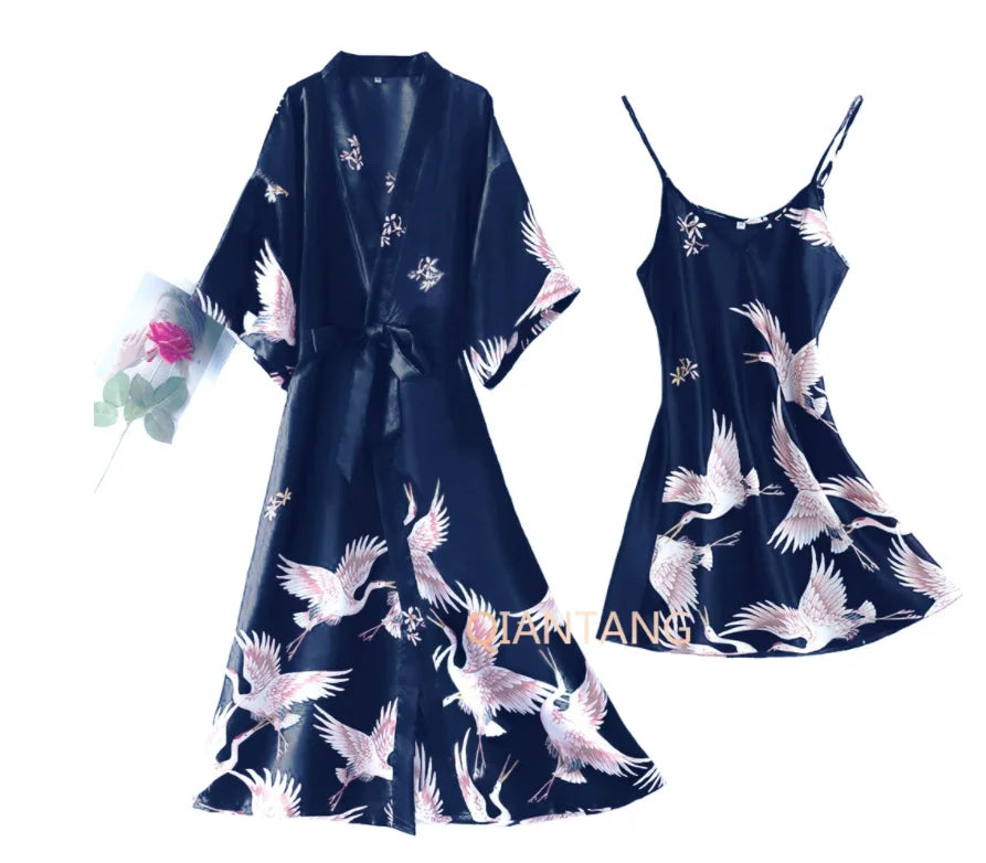 Pijama Conjunto 2 Piezas Mujer - Camisón Sedoso Cuello en V