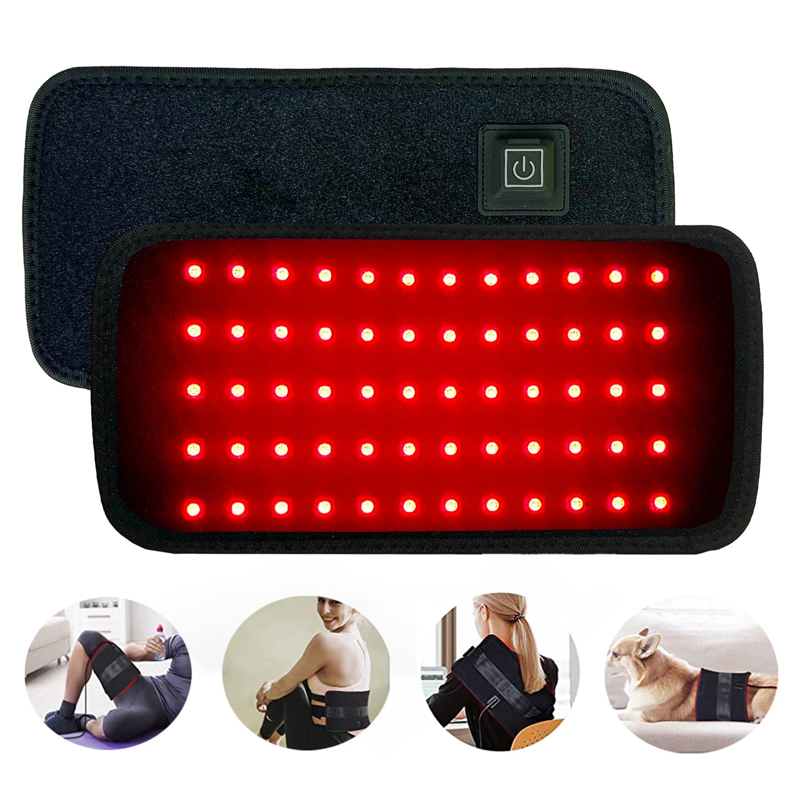 Cinturón de terapia de luz roja LED para aliviar el dolor, almohadilla de luz infrarroja roja de 660nm y 850nm para cintura, espalda, Abdomen, rodillas y brazos, articulaciones musculares