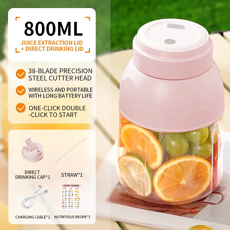Exprimidor Eléctrico Recargable 800ml para Batidos