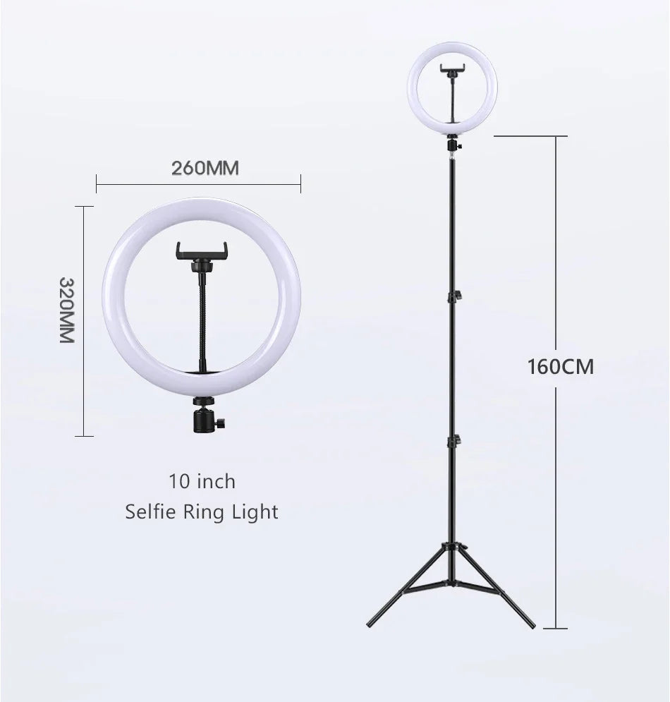 Luz de Video de 26CM, Anillo de Luz LED Regulable para Selfies, Lámpara de Anillo USB con Soporte de Trípode Opcional para Grabación de Video y Maquillaje