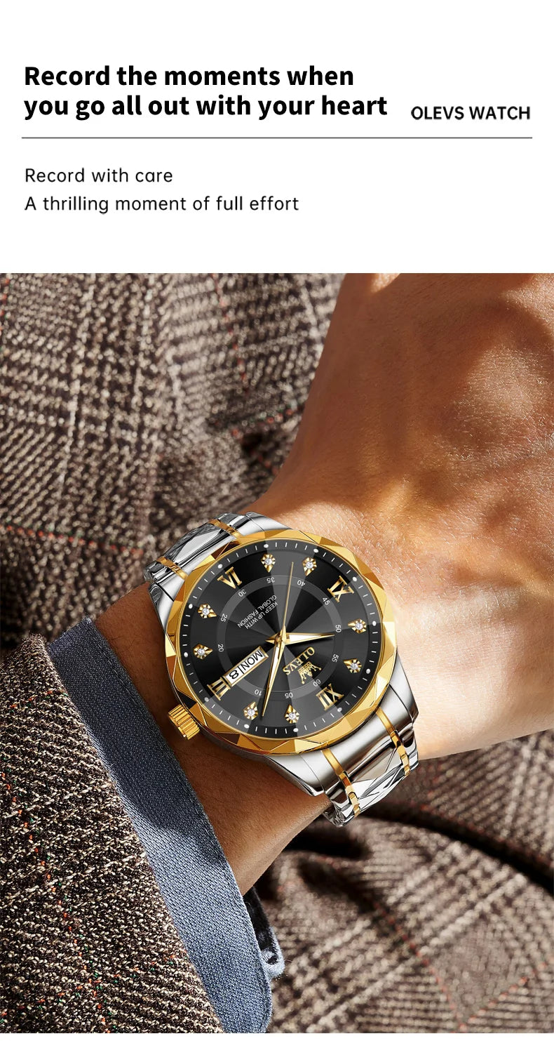 Reloj de Cuarzo OLEVS para Hombre con Calendario de Acero Inoxidable