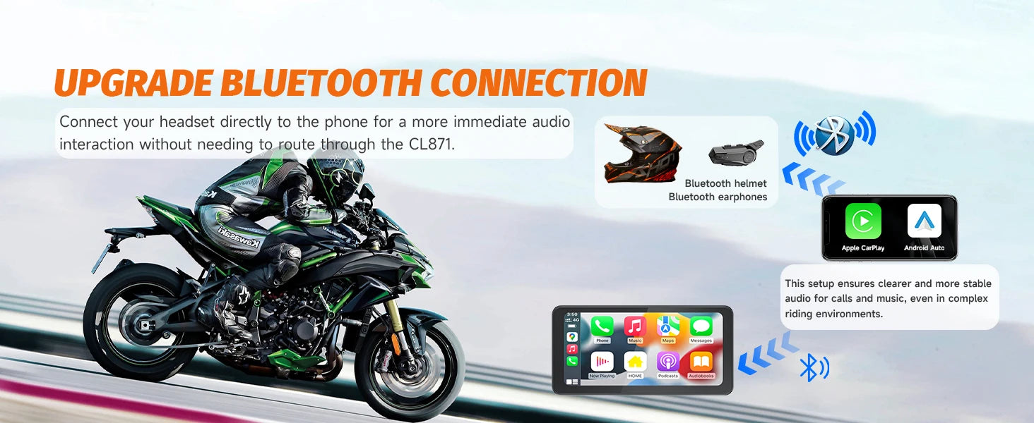 6,25 pulgadas portátil motocicleta inalámbrica Apple Carplay/Android Auto GPS navegador pantalla táctil Spedal CL871