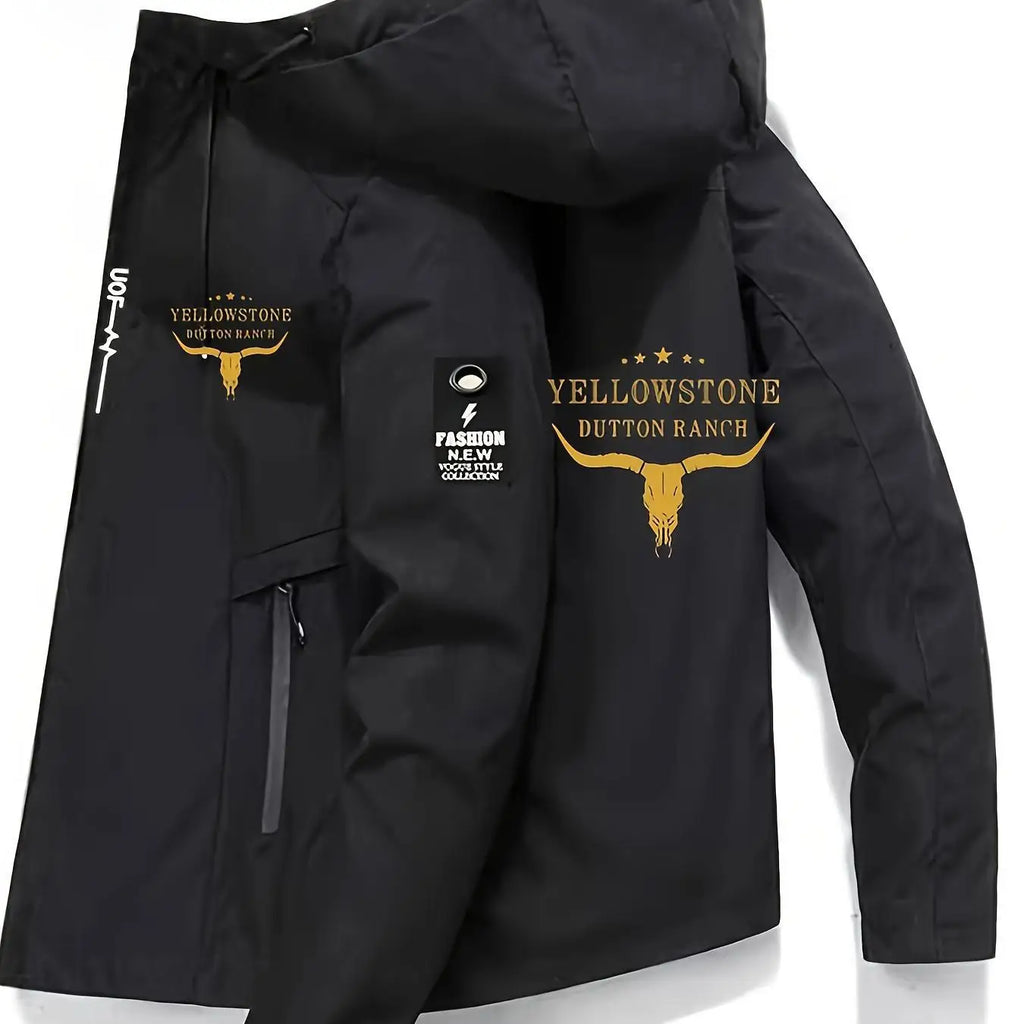 Chaqueta Estampada con Capucha para Hombre | Cierre Cremallera