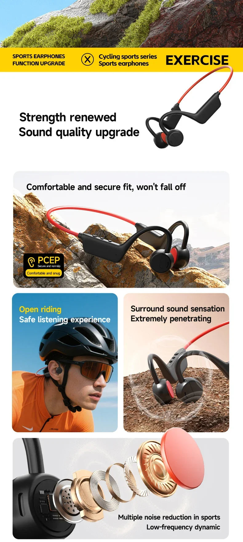 Auriculares de Conducción Ósea IPX8 Bluetooth Deportivos