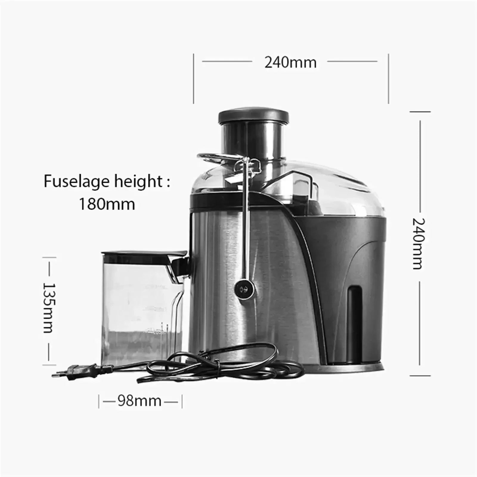 Extractor de Jugo Centrífugo de Acero Inoxidable para Frutas