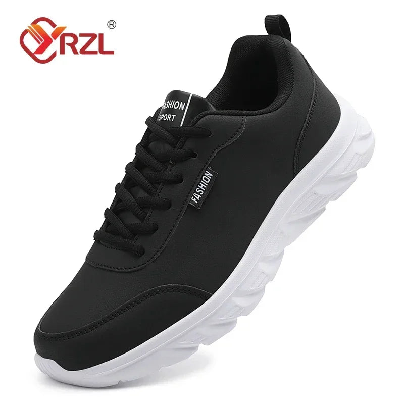 YRZL Zapatillas para correr Zapatillas de deporte de cuero artificial impermeables Zapatos deportivos al aire libre Hombres Zapatillas casuales ligeras para caminar para hombres