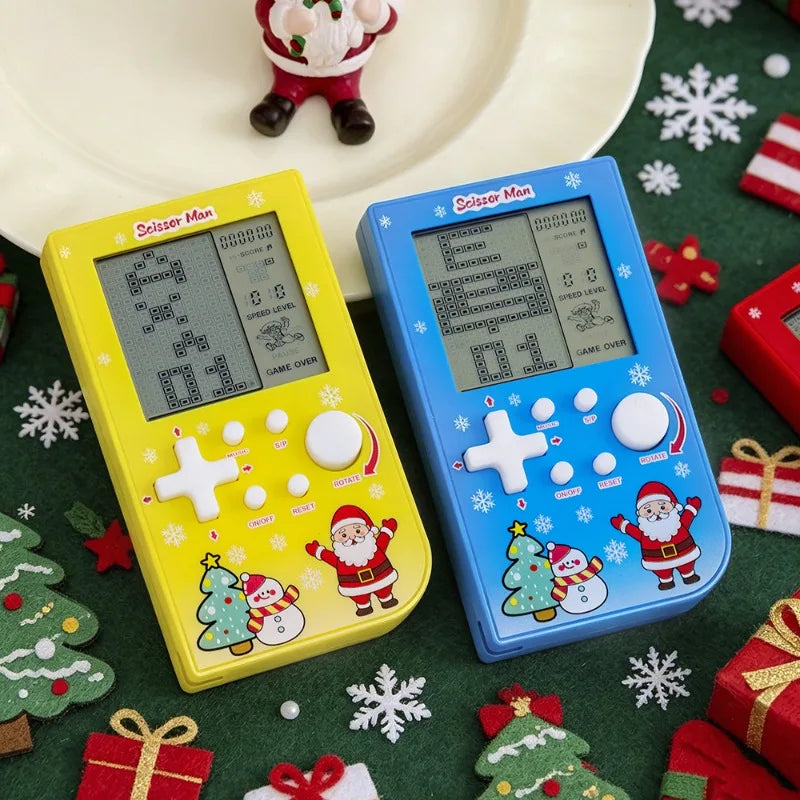 Consola de Juegos Retro con Diseño de Ladrillos Navideños, Tetris con Temática Festiva, Consola Electrónica Portátil, Regalo Festivo