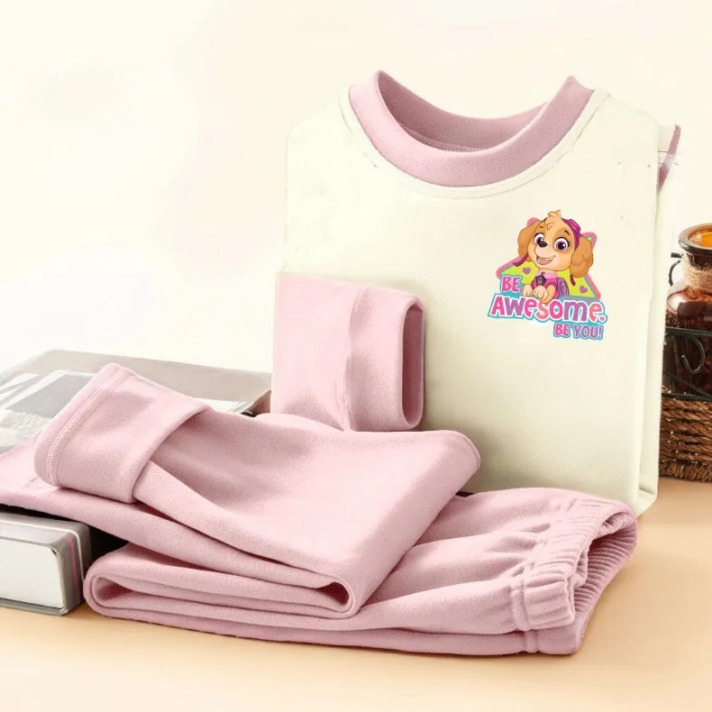 PAW Patrol-Conjunto de Pijamas suaves y cómodos con estampado de dibujos animados para niñas, ropa de casa informal para otoño e invierno, ropa de dormir para niños