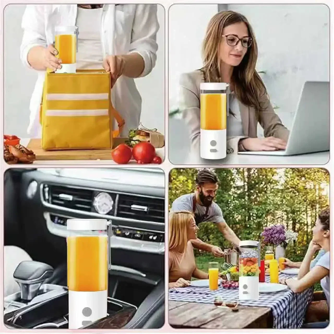 Mini Licuadora Portátil 450ml USB con 6 Cuchillas de Acero