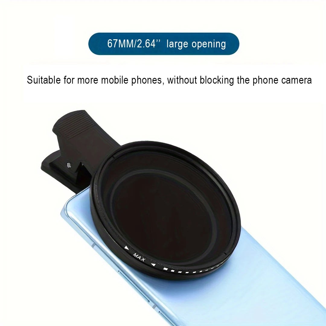 Filtro ND Variable 67MM ND2-400 con Clip para Teléfono