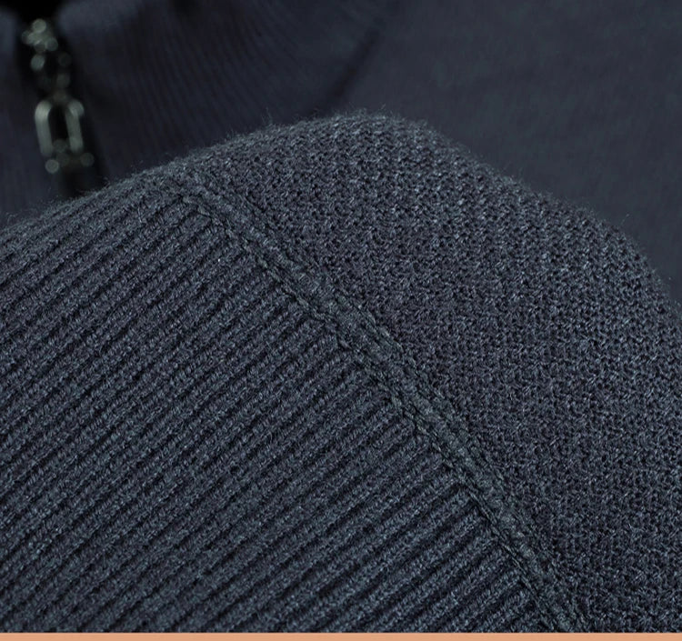 Suéter grueso de terciopelo de alta calidad, jersey con media cremallera para hombre, nueva camiseta cálida holgada informal, prendas de punto