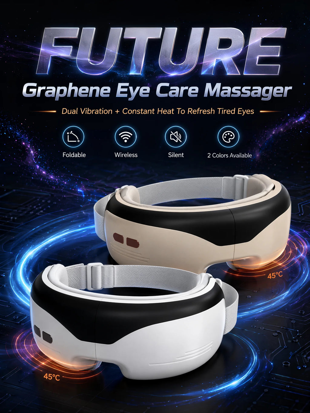 Masajeador de Ojos con Calor de Grafeno y Vibración Plegable