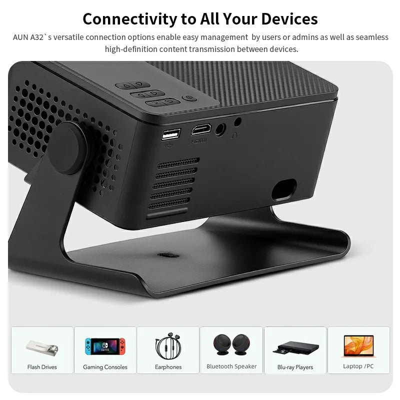 AUN A32 Pro Android 13 proyector portátil cine en casa MINI juegos para niños proyectores LED 3D WIFI para teléfono 4K Video 1080P