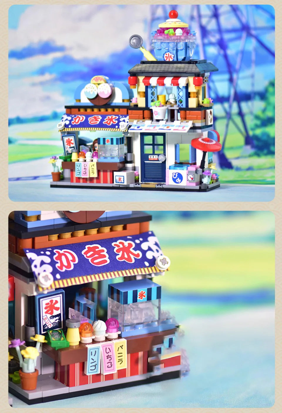 Bloques de Construcción LOZ-1219 Snack Street, Modelo DIY de Tienda de Té con Leche y Takoyaki, Decoración de Escritorio, Regalo Coleccionable para Adultos, Cumpleaños, Festividades