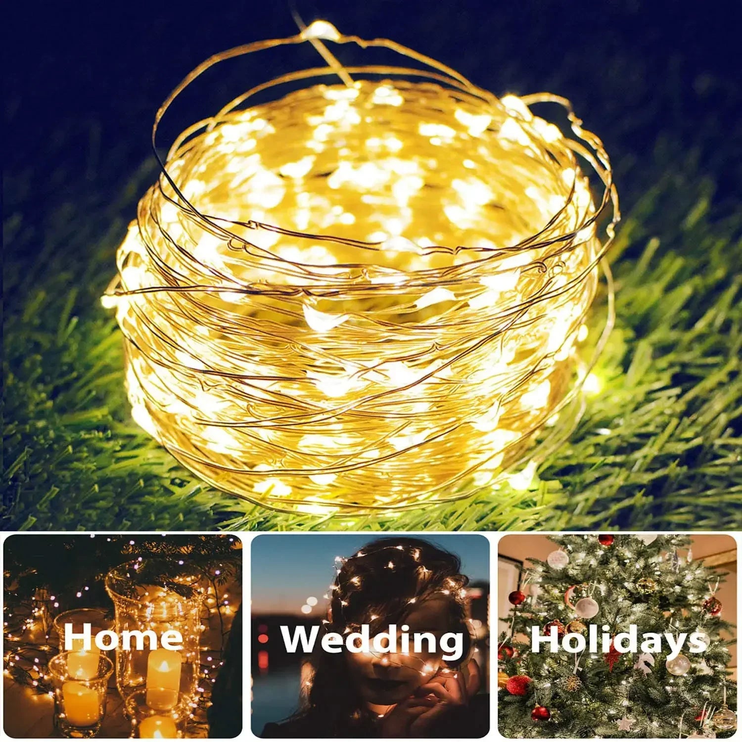 Guirnalda de Luces Solares 1000 LED para Jardín y Fiestas