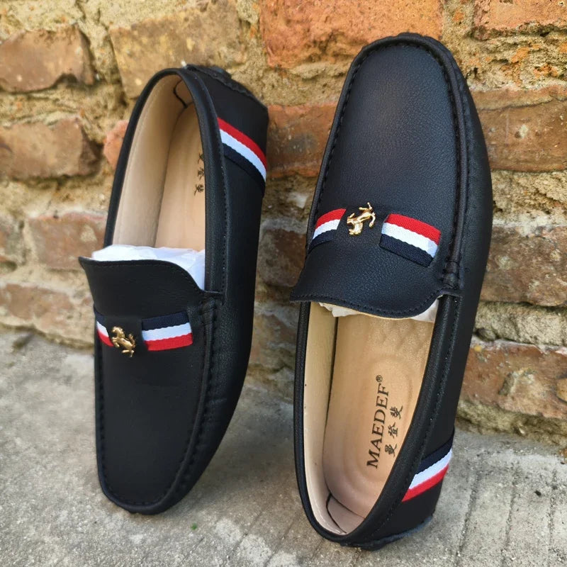 YRZL Mocasines blancos Mocasines de cuero PU negro para hombre Mocasines casuales sin cordones Hombres Mocasines cómodos Zapatos de conducción para hombres