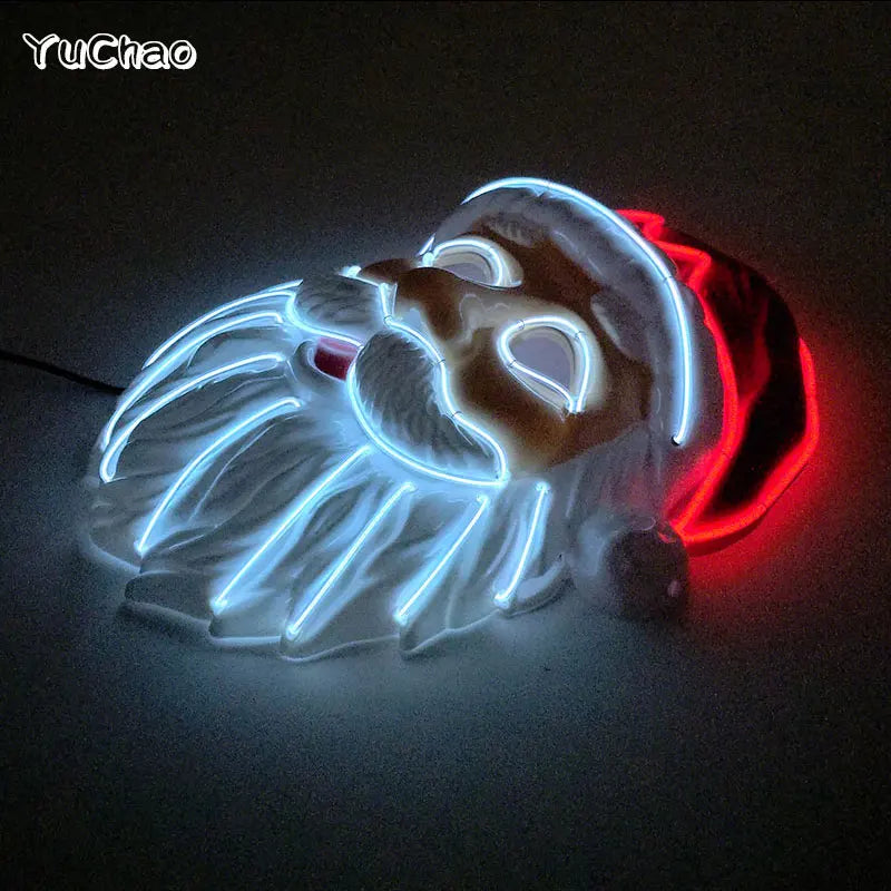 Máscara de fiesta de Navidad, mascarada de Navidad, Cosplay, Papá Noel, máscara LED, accesorios divertidos para disfraz de fiesta, regalo de Navidad, juguete para niños
