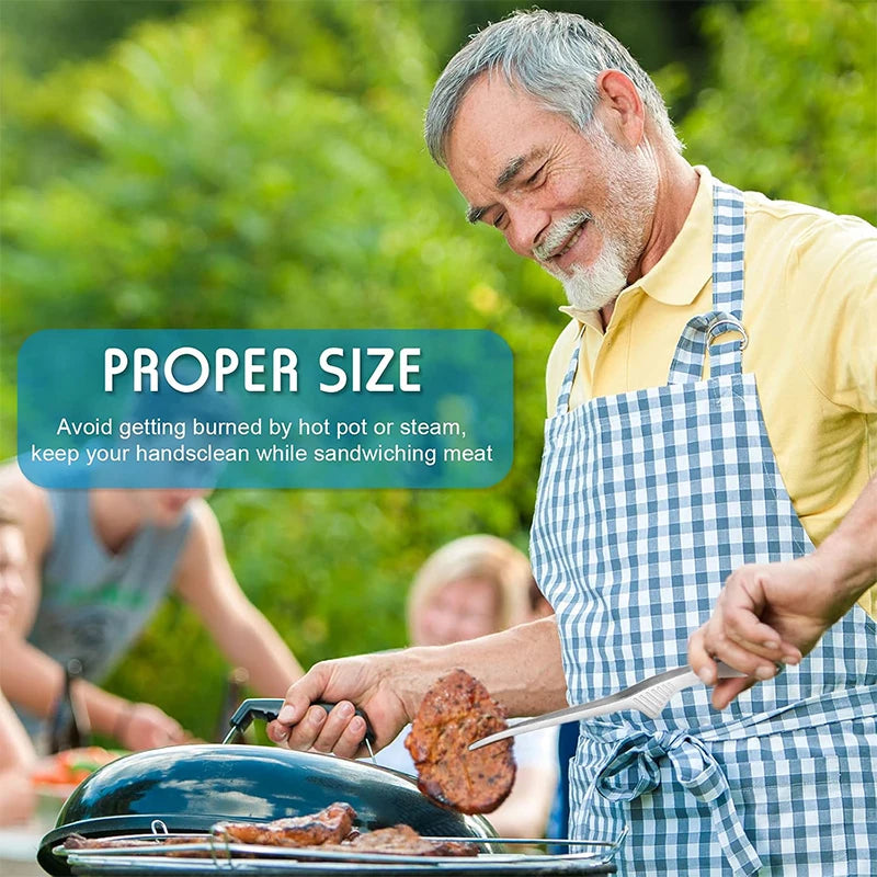 LMETJMA Pinzas para parrilla de acero inoxidable Patelai Pinzas para barbacoa coreanas y japonesas Pinzas para alimentos antideslizantes Pinzas autoportantes para cocina JT502