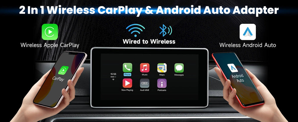 Actualización 2025: adaptador inalámbrico CarPlay, enchufe y enchufe, conexión automática, sin retraso, convierte cable a inalámbrico, Compatible con iPhone y Android